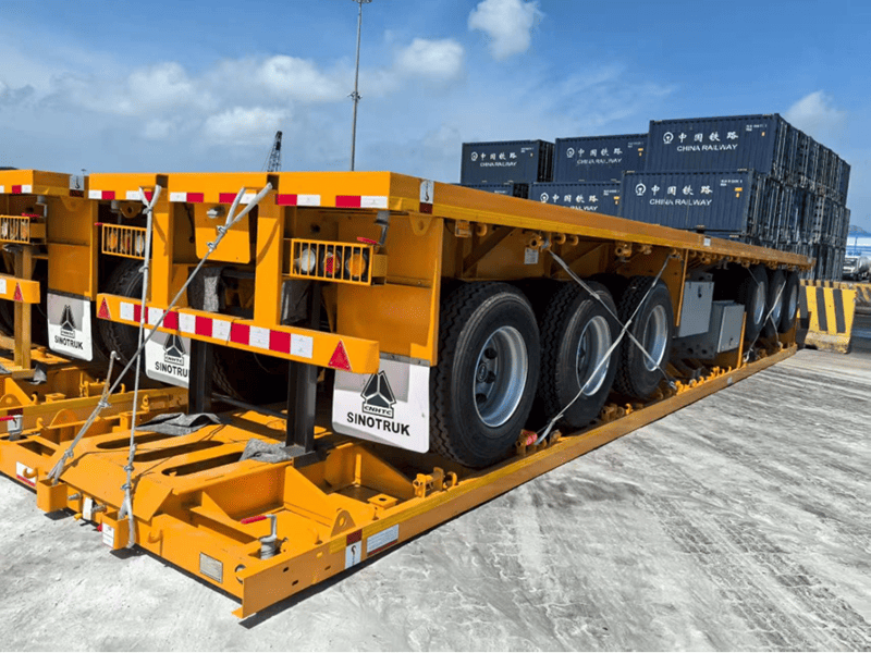 3 essieux semi-remorque à plat de 40 pieds